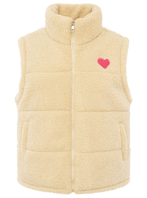 Zwillingsherz Weste Teddy Herz - Beige