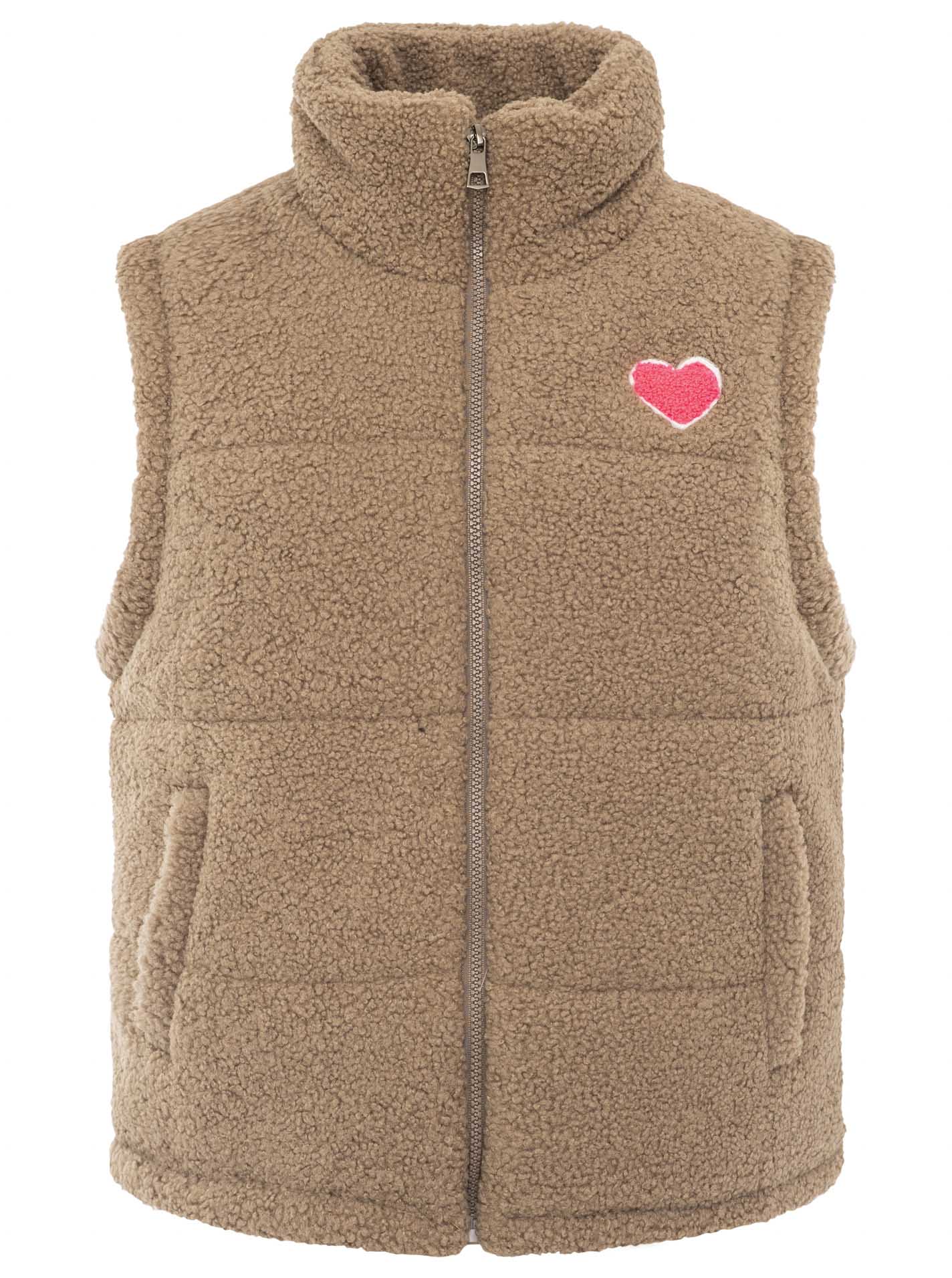 Zwillingsherz Weste Teddy Herz - Taupe