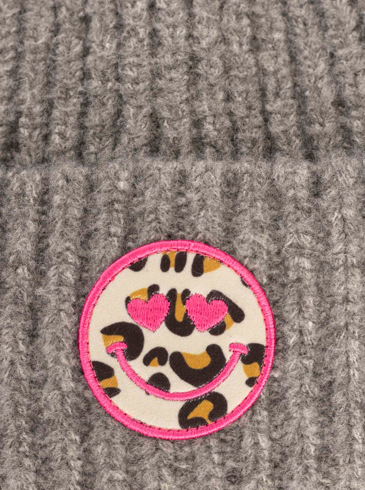 Zwillingsherz Grobstrickmütze Wollmix "Leo & Smile"- Grau