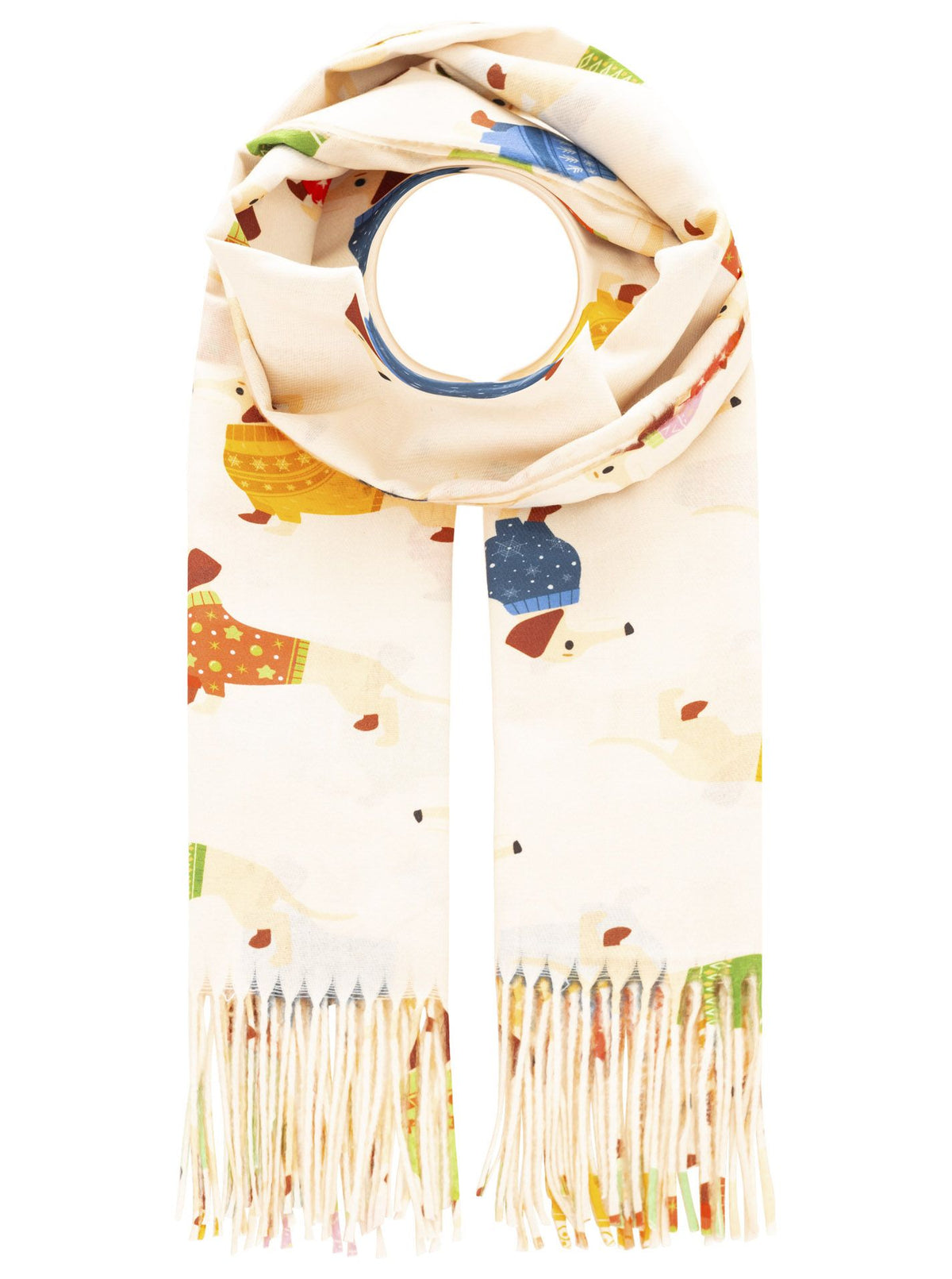 Zwillingsherz - Schal Dog Lover Dackel - Beige