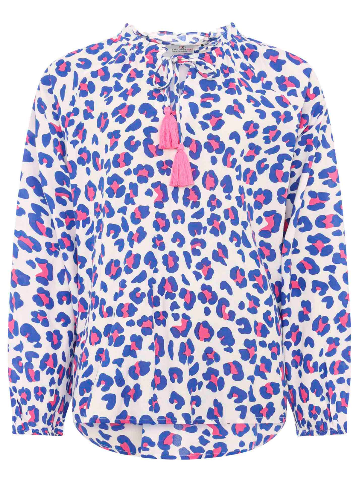 Zwillingsherz - Leo Langarm Bluse - Blau/Pink