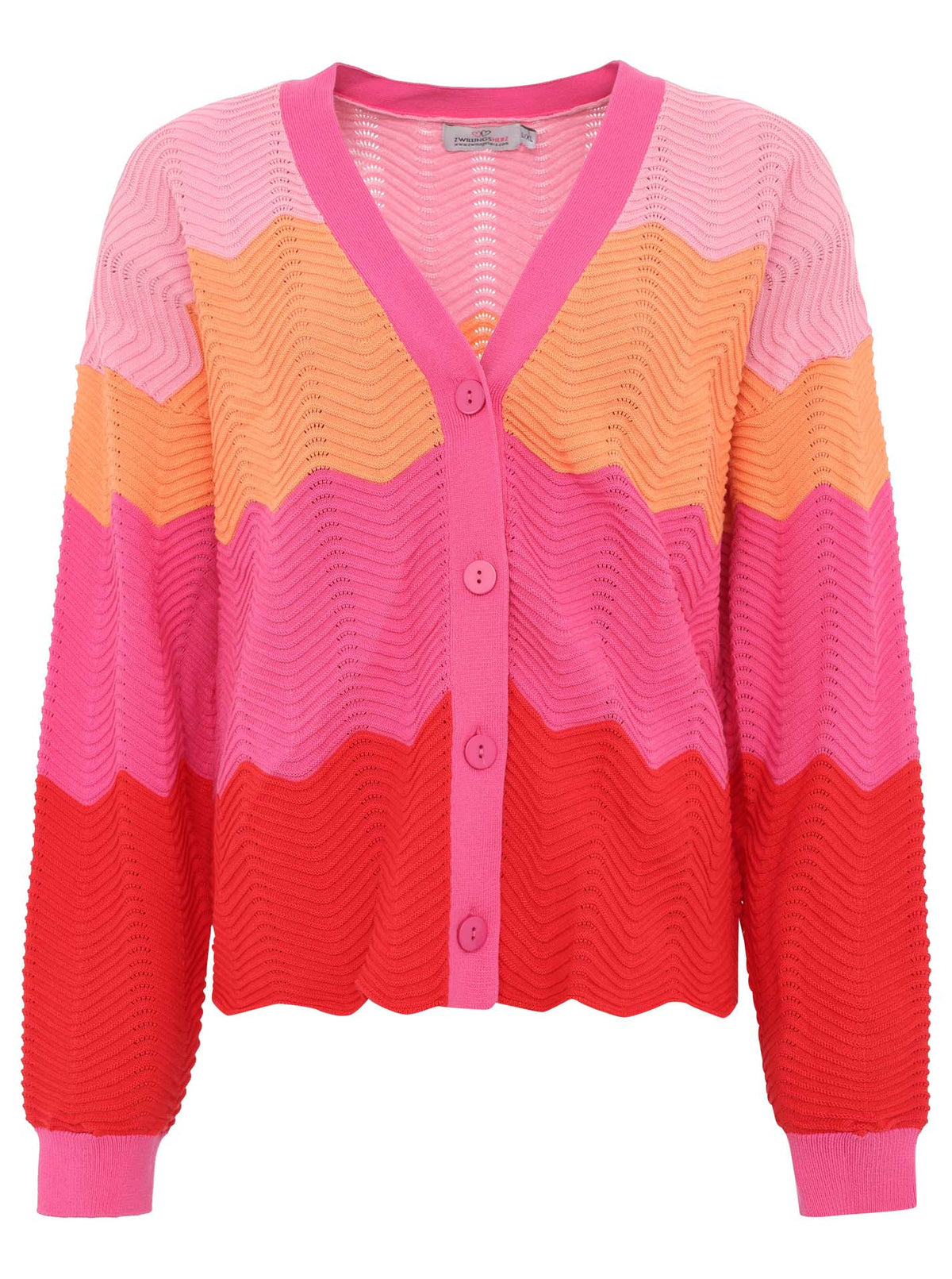 Zwillingsherz - Cardigan Wellen Zweifarbig - Pink/Orange/Rosa