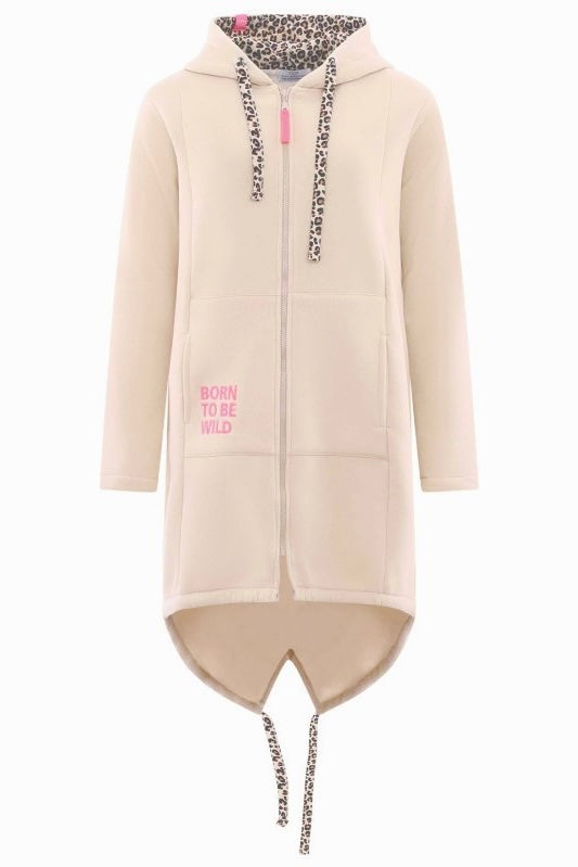 Zwillingsherz - Hoodiemantel "Born to be wild" - Beige