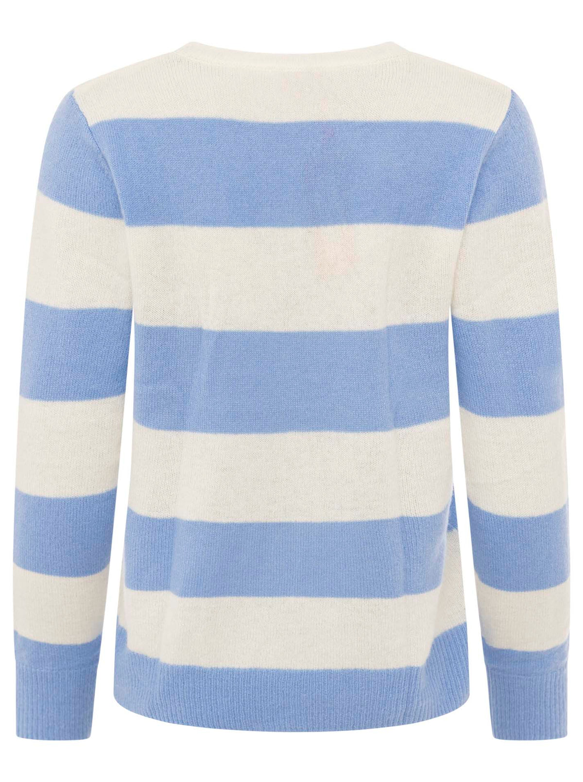 Zwillingsherz Kaschmir Pullover "Blockstreifen" (100% Cashmere) - Weiß/Blau