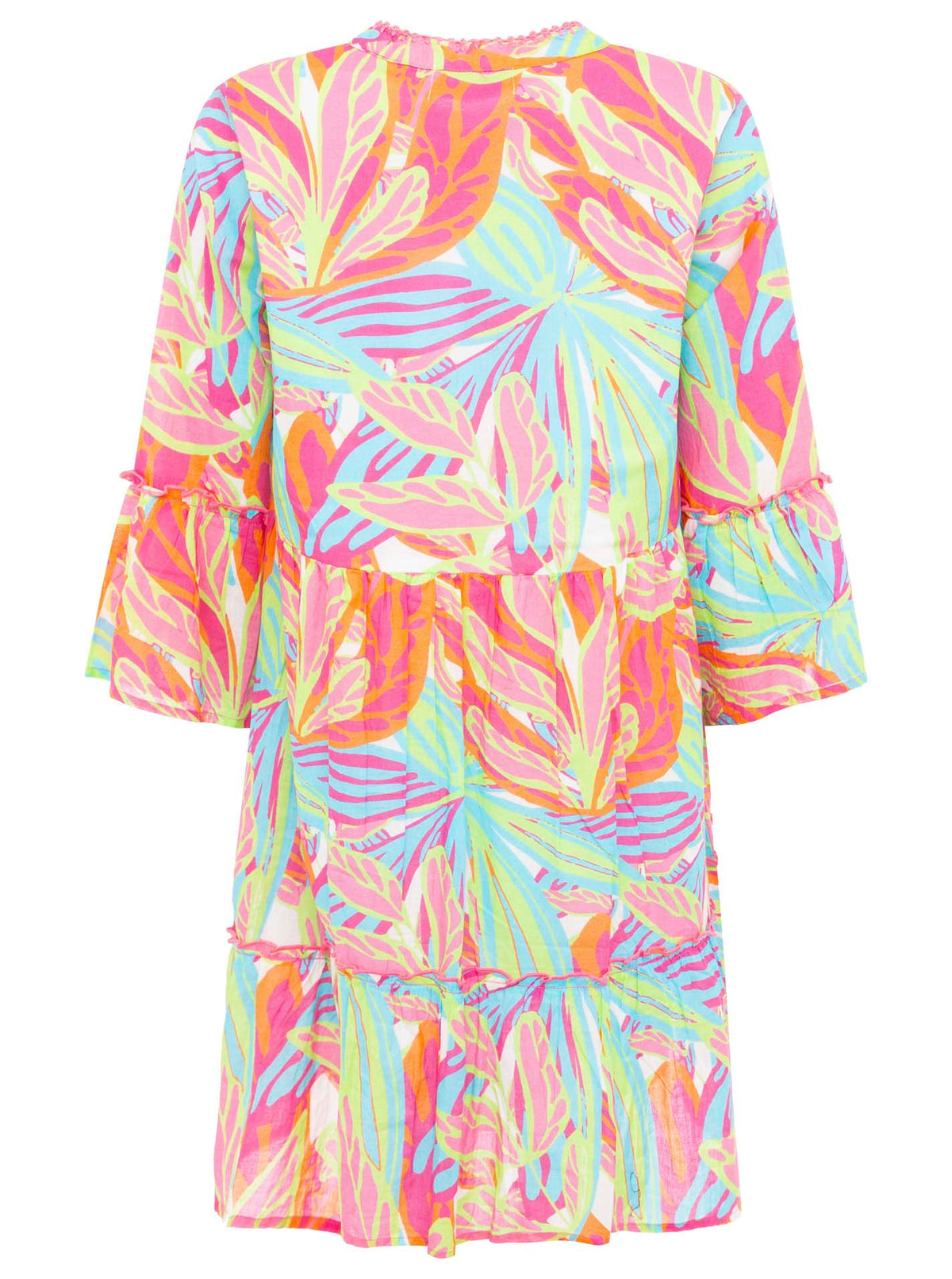 Zwillingsherz - Baumwoll Kleid Blätter Power Farben- Orange/Grün