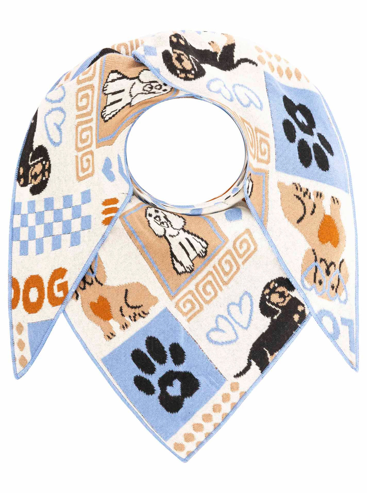 Zwillingsherz - Dreieckstuch "Dog Lover Pfote" Baumwolle - Blau/Beige