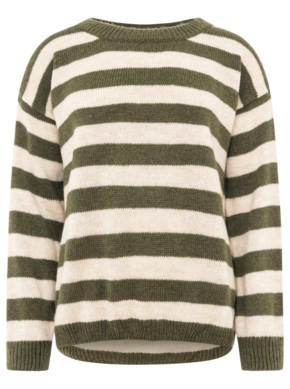 Zwillingsherz - Pullover Streifen Traum - Khaki/Creme