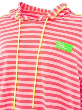 Zwillingsherz Hoodie "Neon Streifen" - Pink
