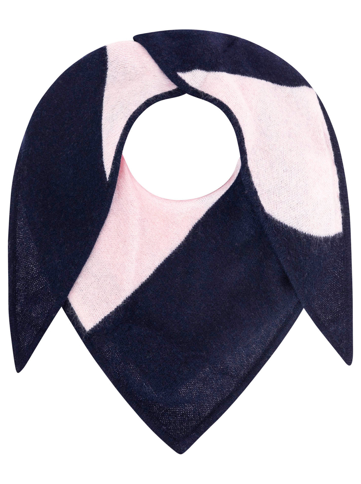 Zwillingsherz Kaschmir Schal - Dreieckstuch Blockstreifen (100% Cashmere) - Marine/Rosa