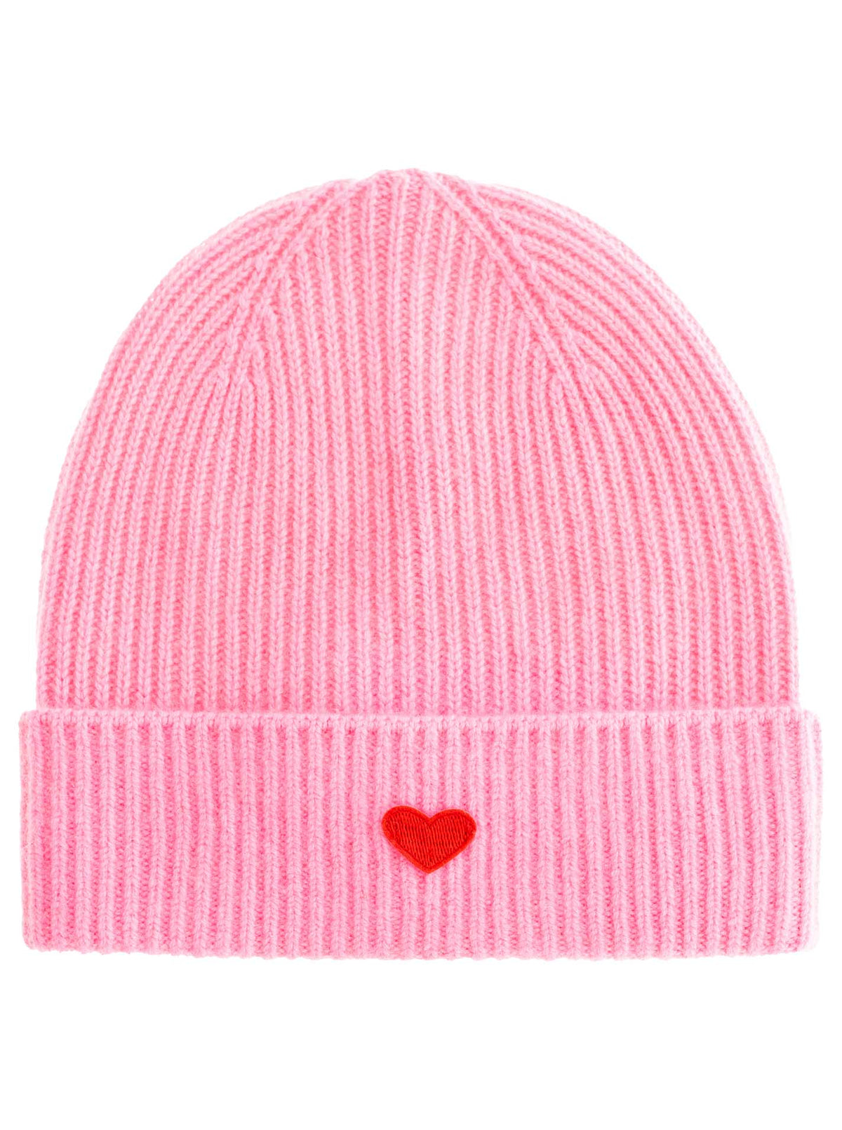 Zwillingsherz - Cashmere Rippstrick Mütze Herz - Rosa