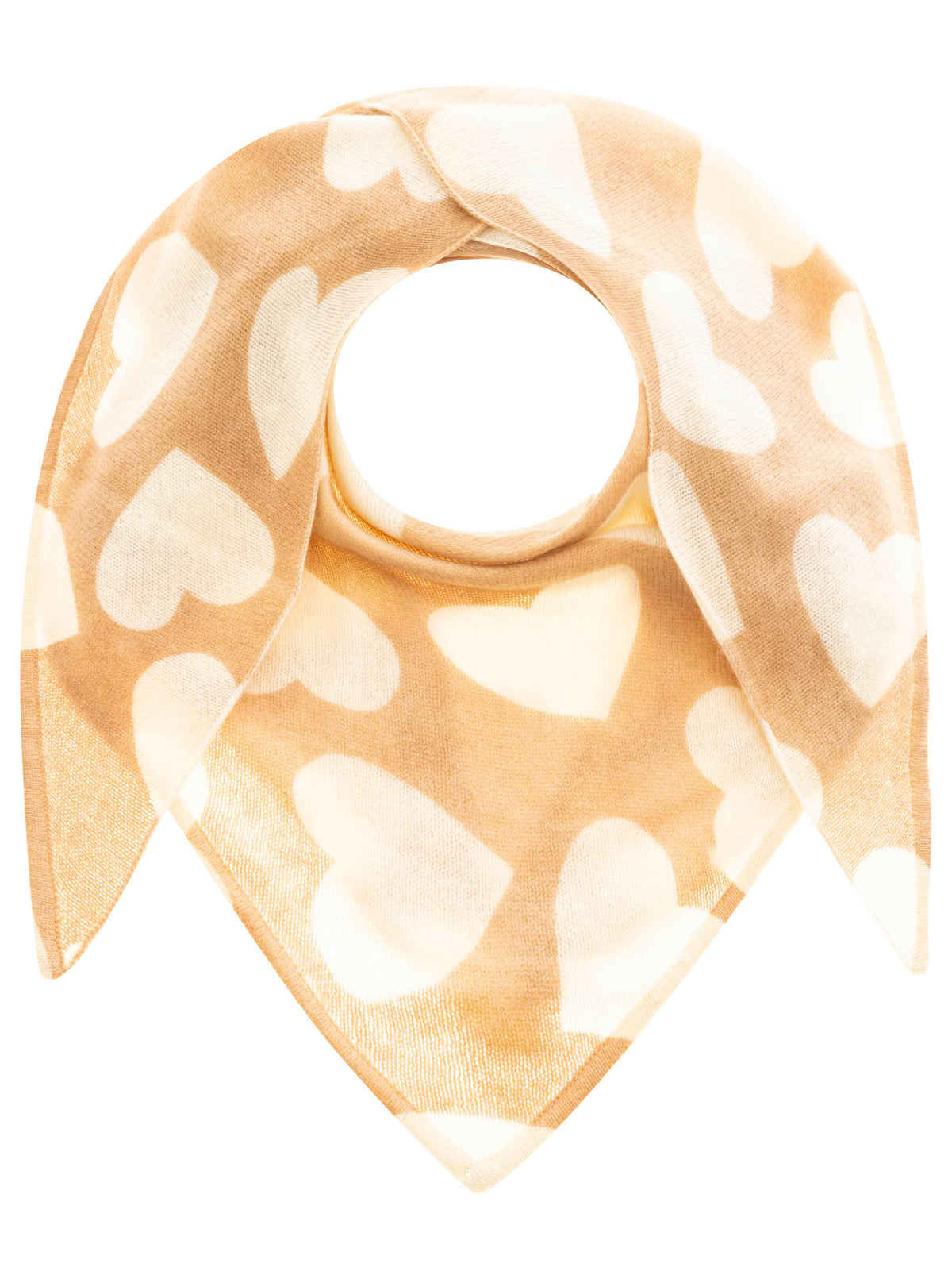Zwillingsherz Schal - 100% Kaschmir Dreieckstuch Herzchen Mittelbeige