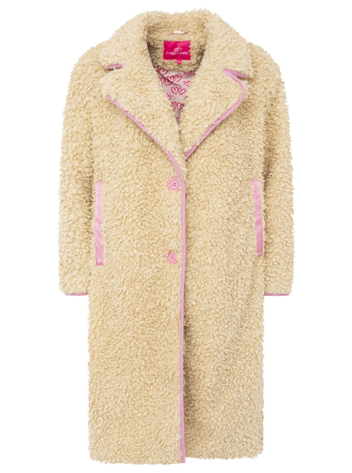 Zwillingsherz Teddymantel "Happiness & Love" - Beige