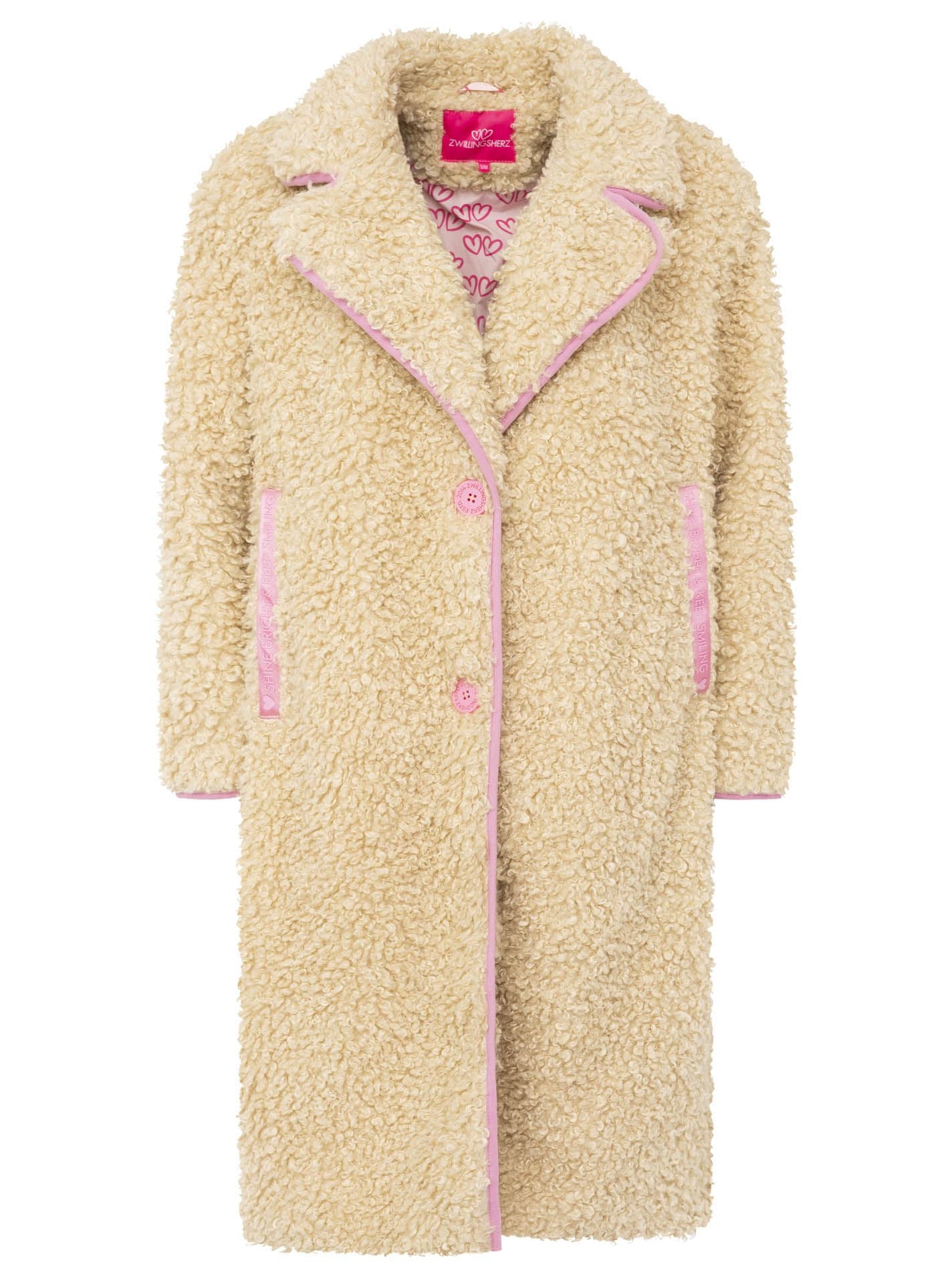 Zwillingsherz Teddymantel "Happiness & Love" - Beige