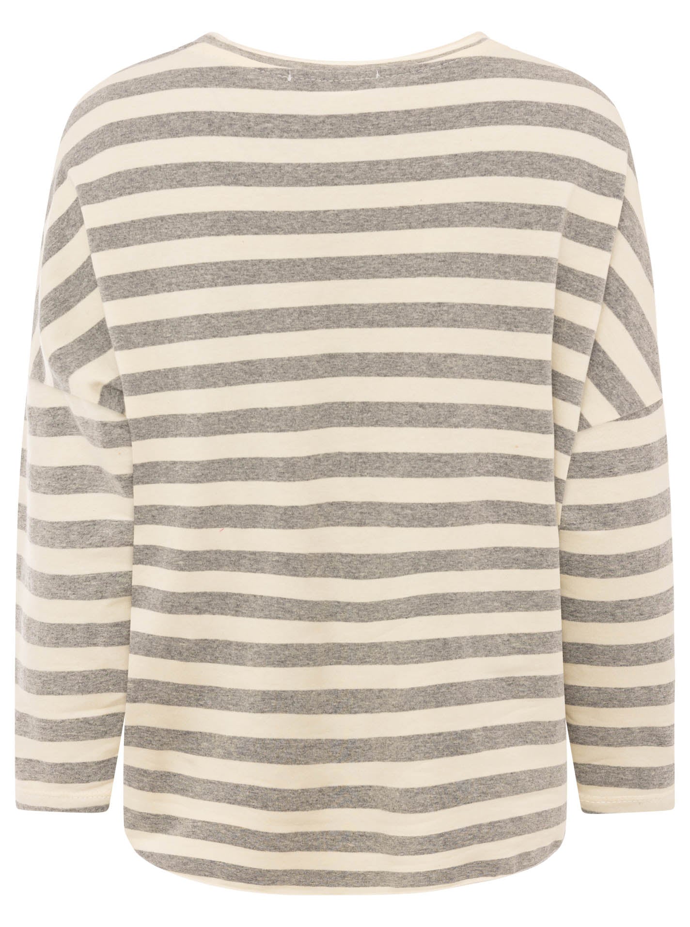 Zwillingsherz - Sweatshirt V-Neck "Streifen & Jersey" - Grau