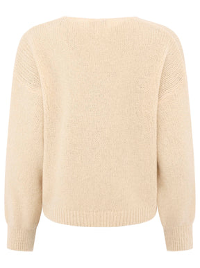 Zwillingsherz - Strickpullover Oversize Rundhals - Beige