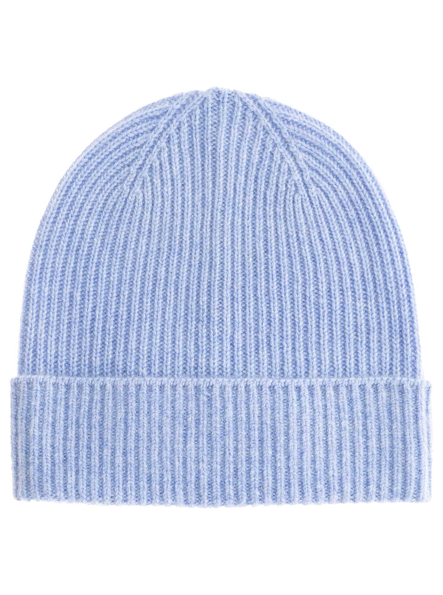Zwillingsherz - Cashmere Rippstrick Mütze - Hellblau