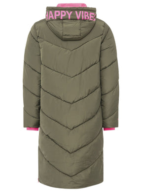 Zwillingsherz - Steppmantel / Steppjacke "Happy Vibes" - Khaki
