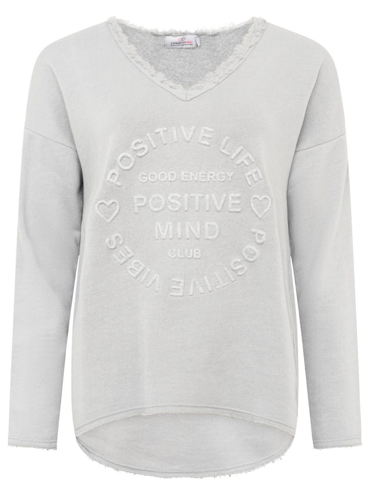 Zwillingsherz -  Sweatshirt "Positive Mind" - Hellgrau