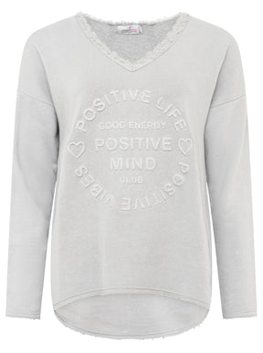 Zwillingsherz -  Sweatshirt "Positive Mind" - Hellgrau