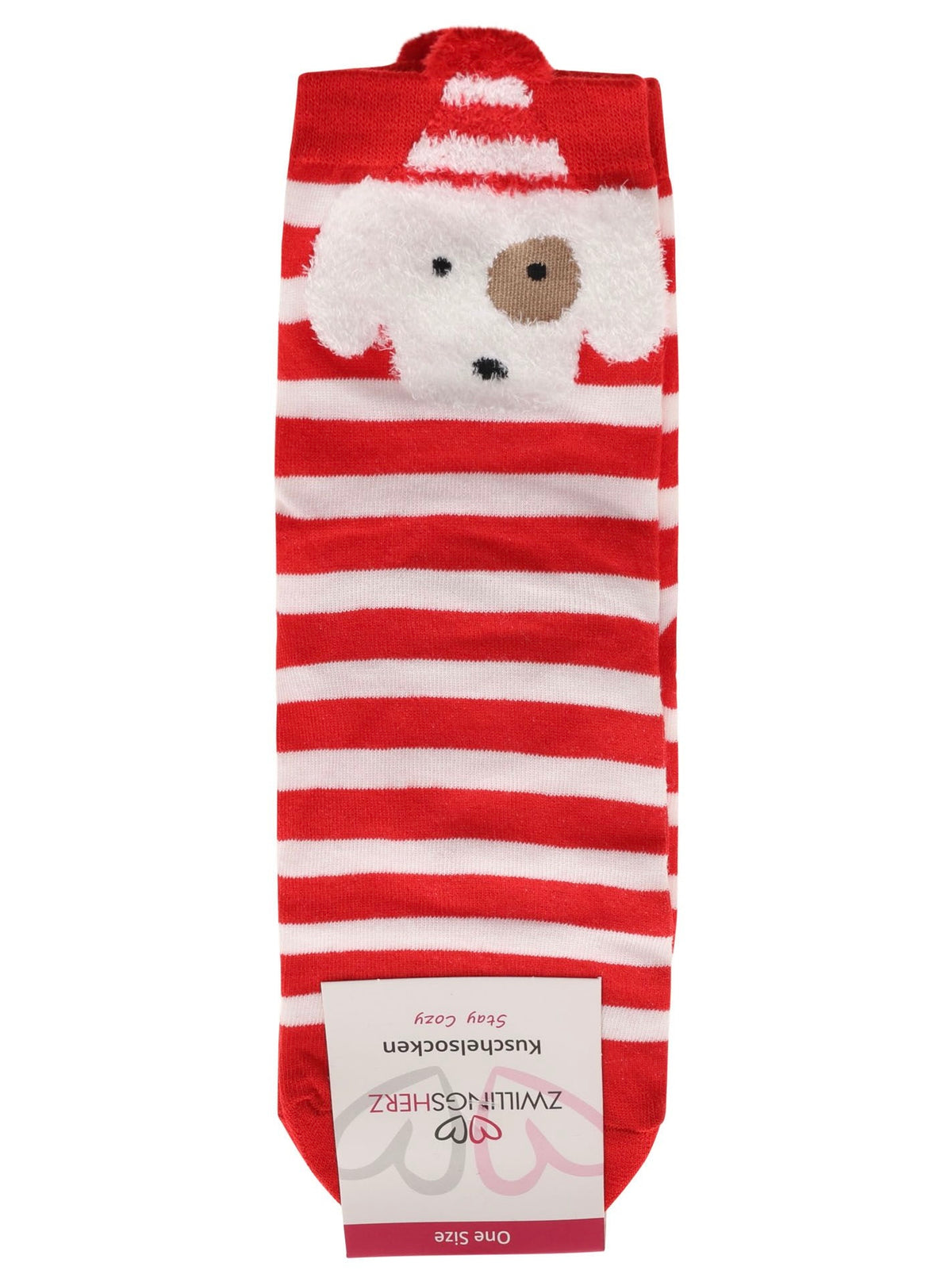 Zwillingsherz - Kuschelsocken Weihnachtshund - Rot (1 Paar)