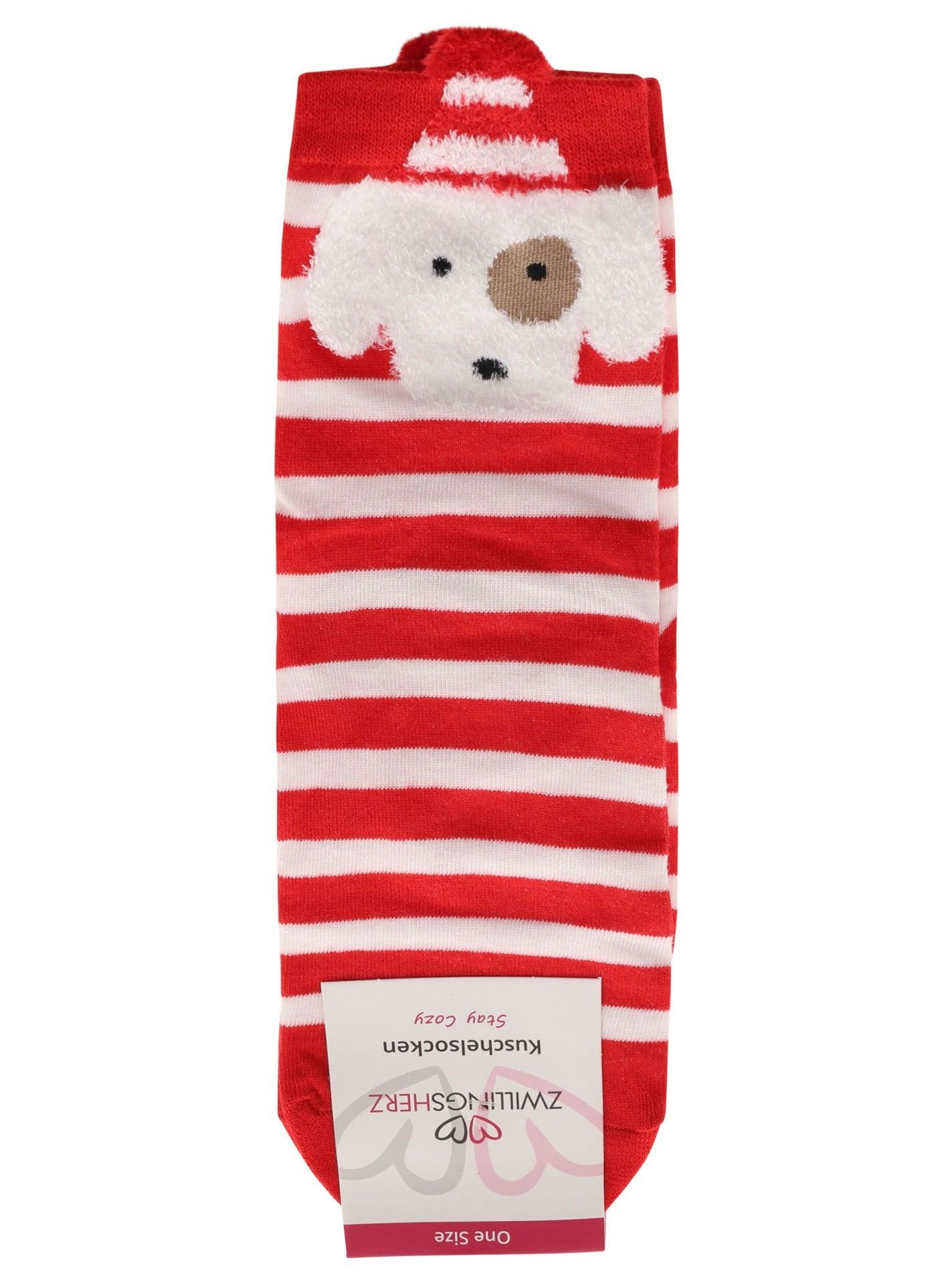 Zwillingsherz - Kuschelsocken Weihnachtshund - Rot (1 Paar)