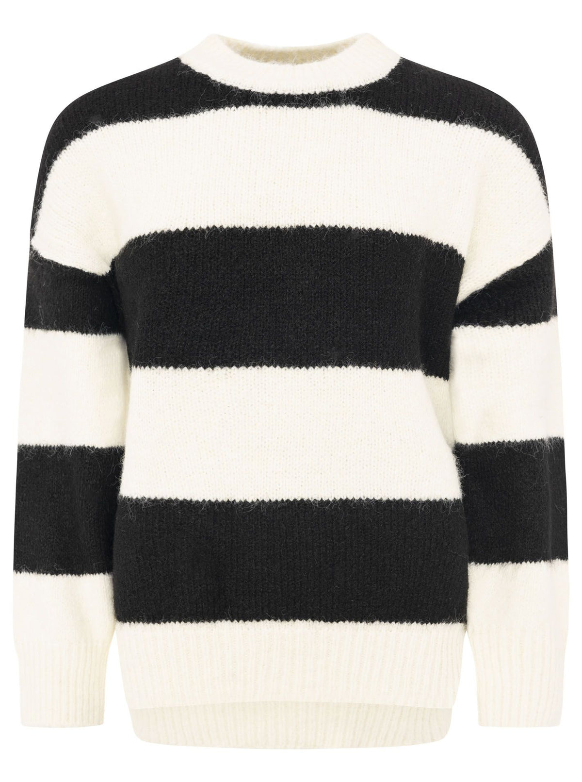 Zwillingsherz Weicher Pullover mit Streifen - Schwarz