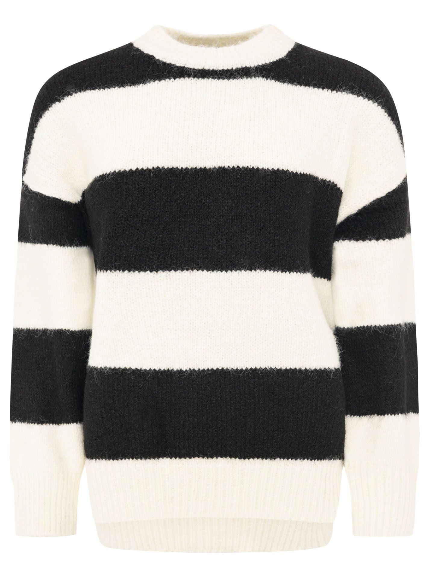Zwillingsherz Weicher Pullover mit Streifen - Schwarz