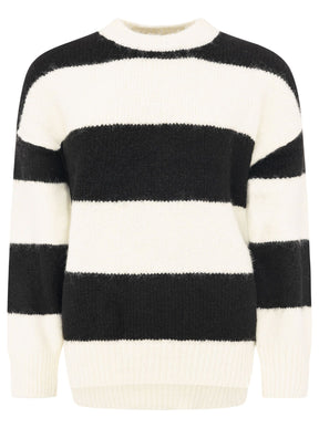 Zwillingsherz Weicher Pullover mit Streifen - Schwarz