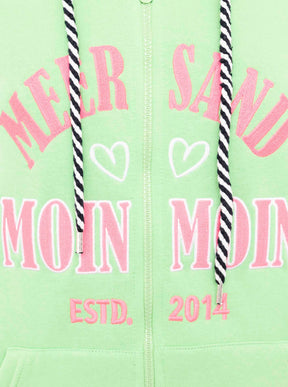 Zwillingsherz - Hoodiejacke "Moin Meer Sand - Grün/Pink