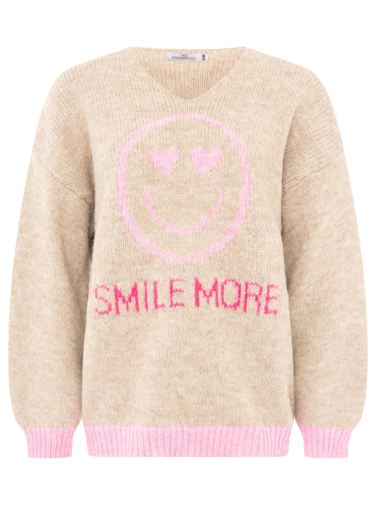 Zwillingsherz Pullover Wollmix Smile More - Taupe