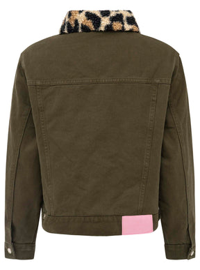 Zwillingsherz - Jeansjacke "Leo Teddy" - Olive