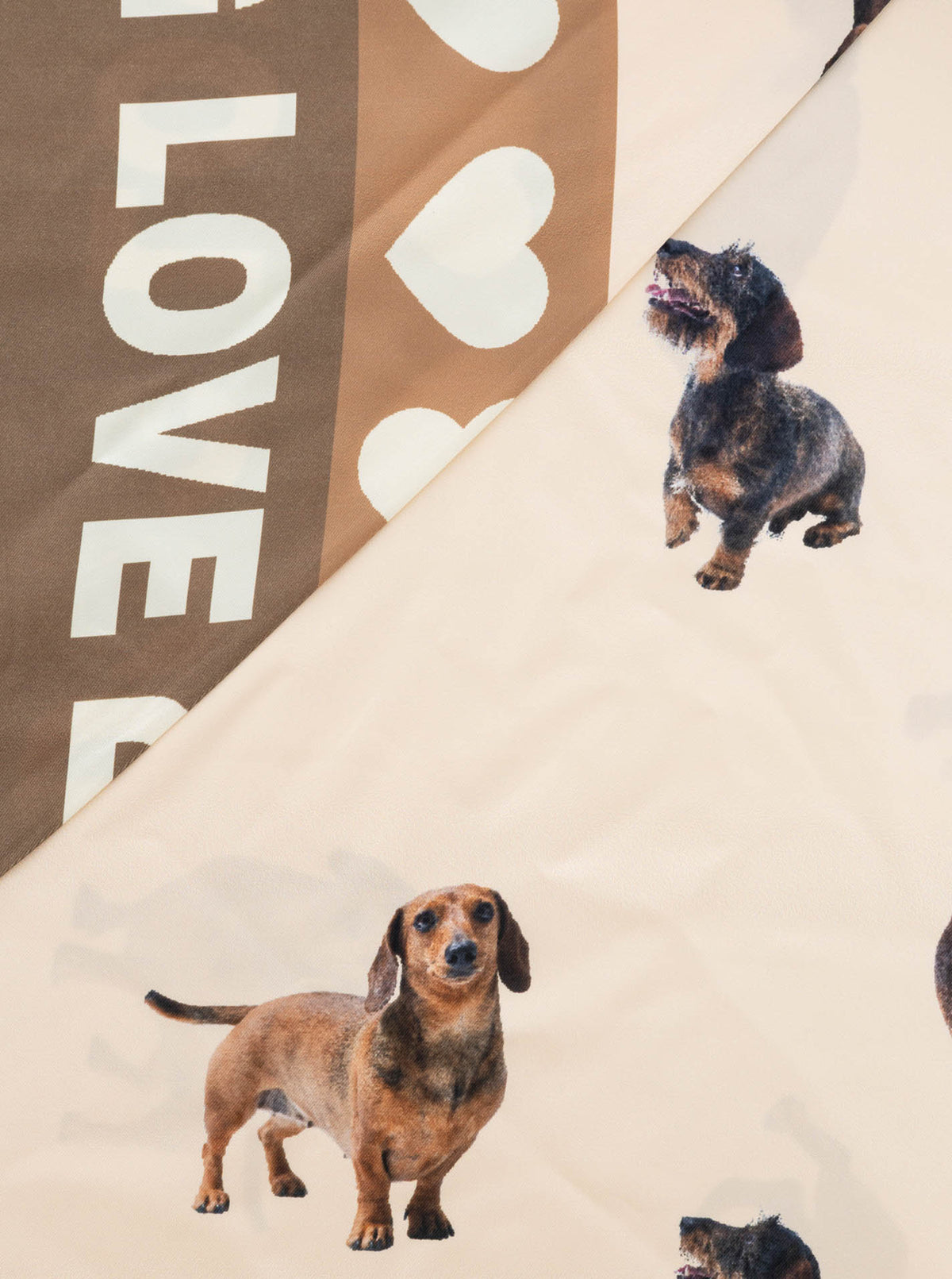 Zwillingsherz - Dreieckstuch Dog Love - Beige
