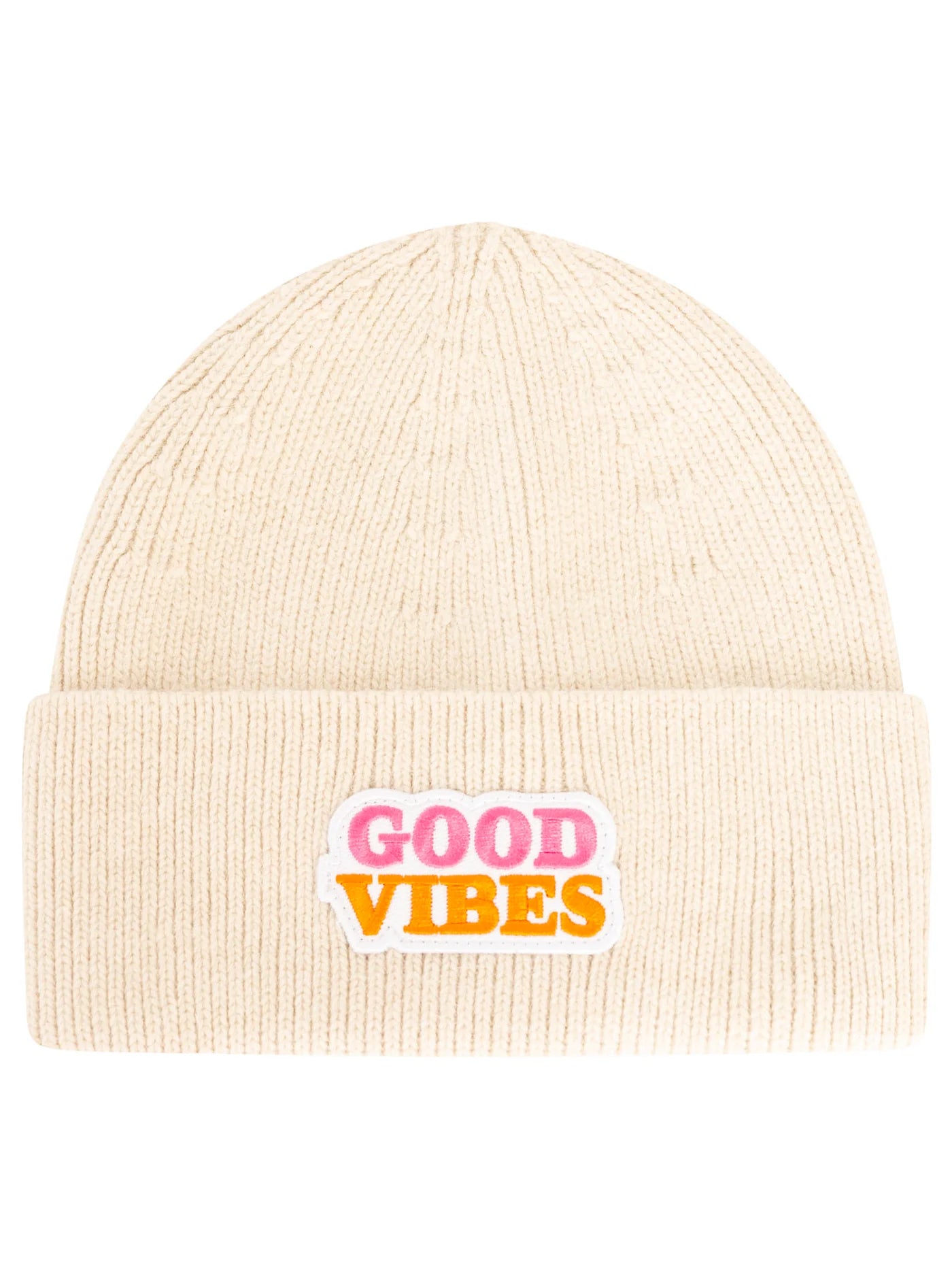 Zwillingsherz - UMSCHLAGMÜTZE WOLLMIX "GOOD VIBES" - Hellbeige