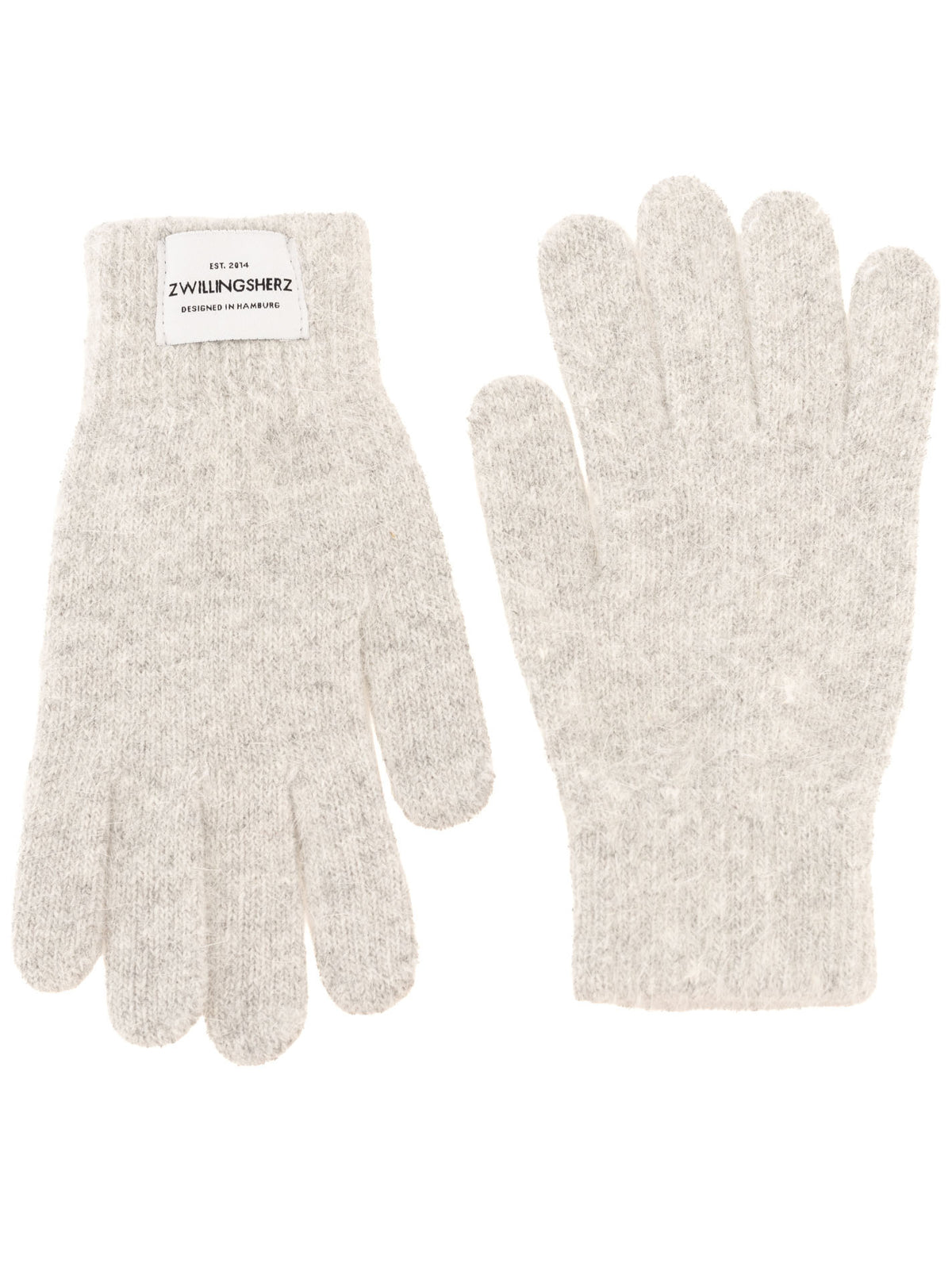 Zwillingsherz - Woll Handschuhe mit Kaschmir - Hellgrau