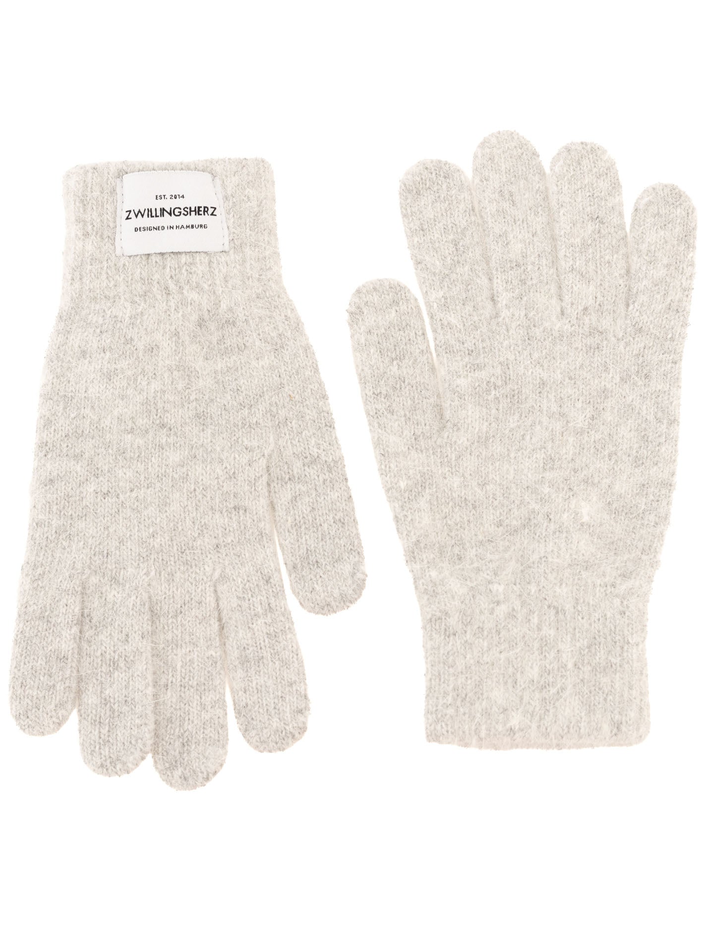 Zwillingsherz - Woll Handschuhe mit Kaschmir - Hellgrau