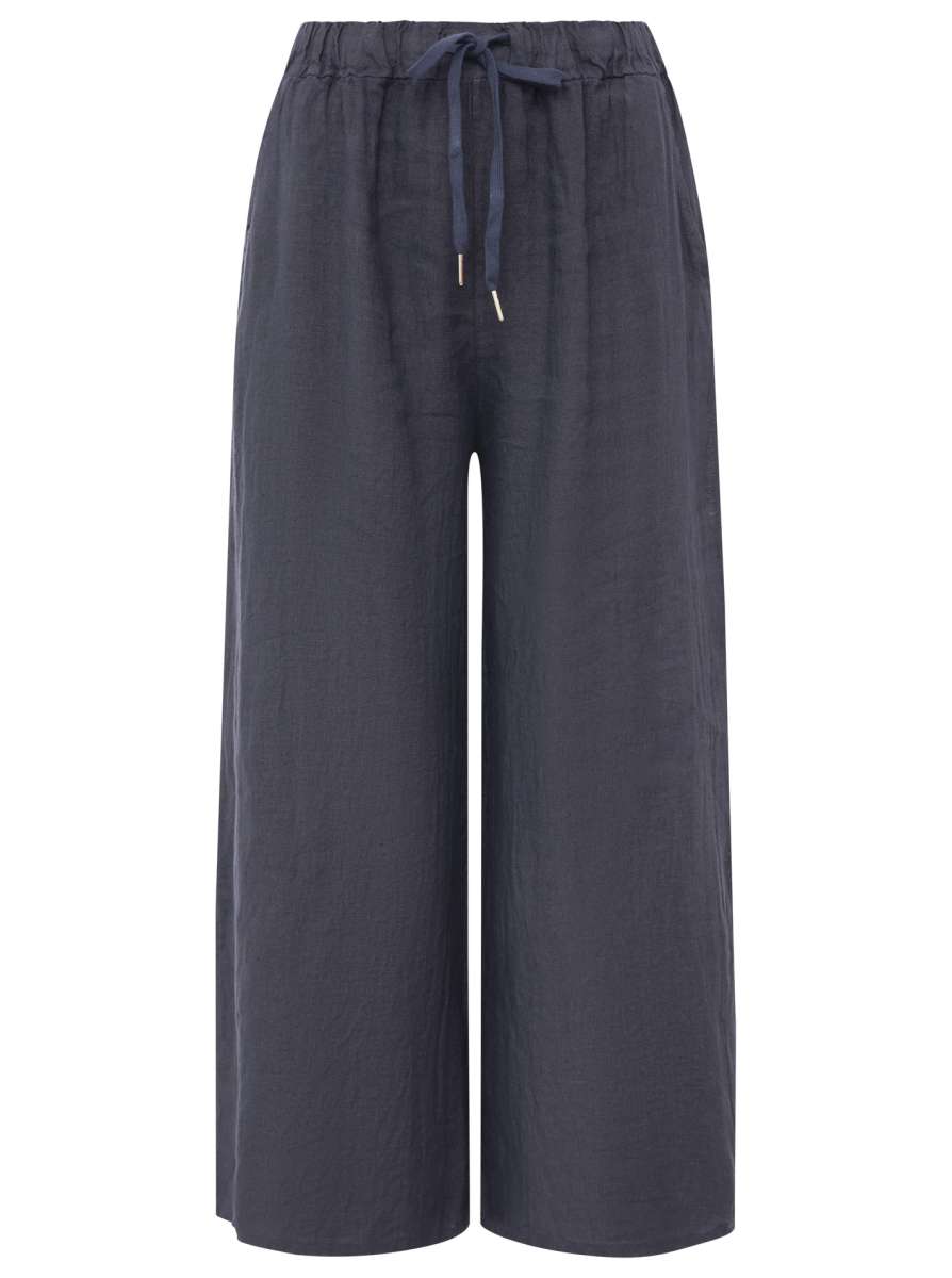 Zwillingsherz - Made in Italy Leinen Hose - Dunkelblau