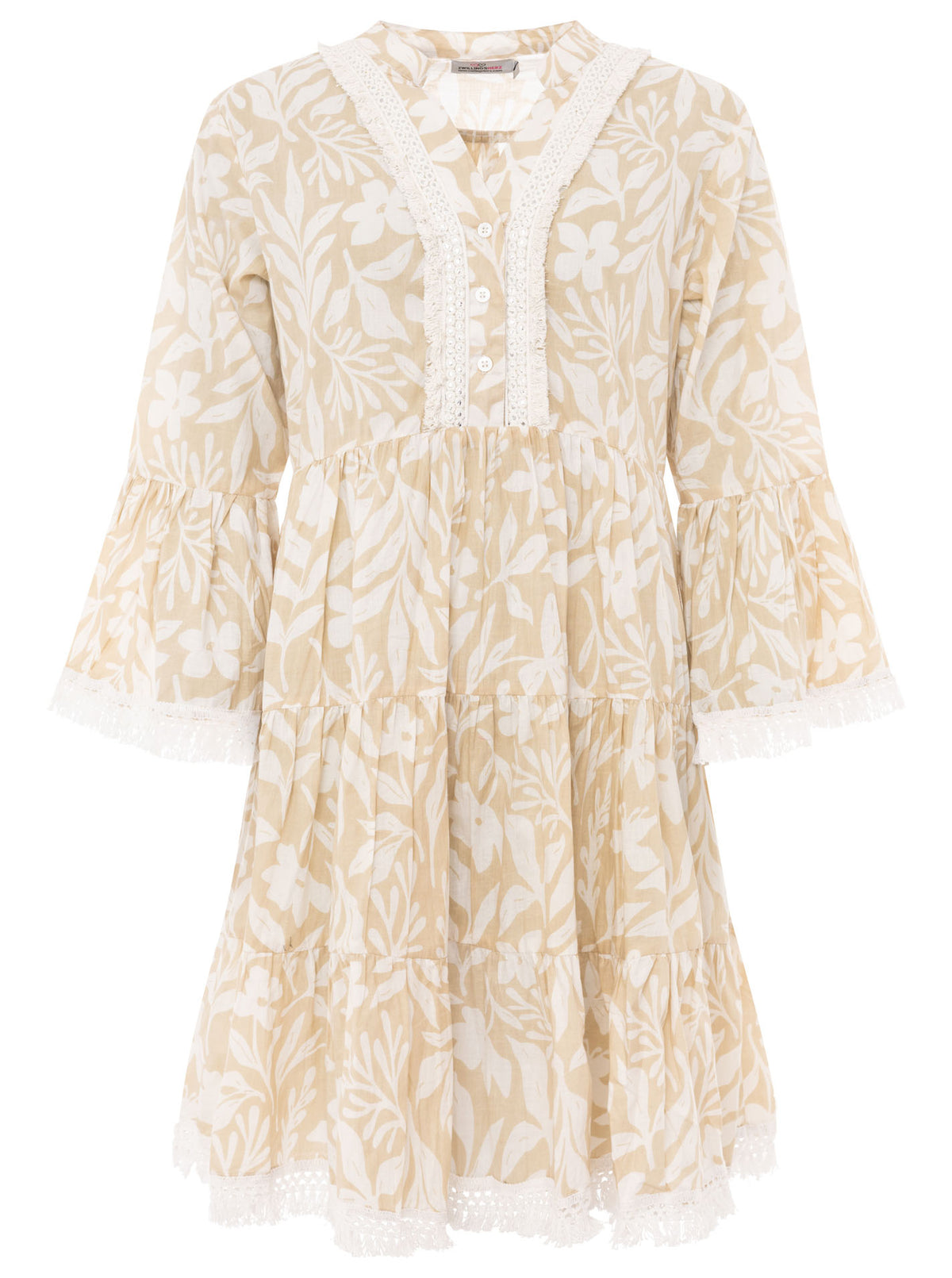 Zwillingsherz - Kleid "Jungle Plants" - Beige