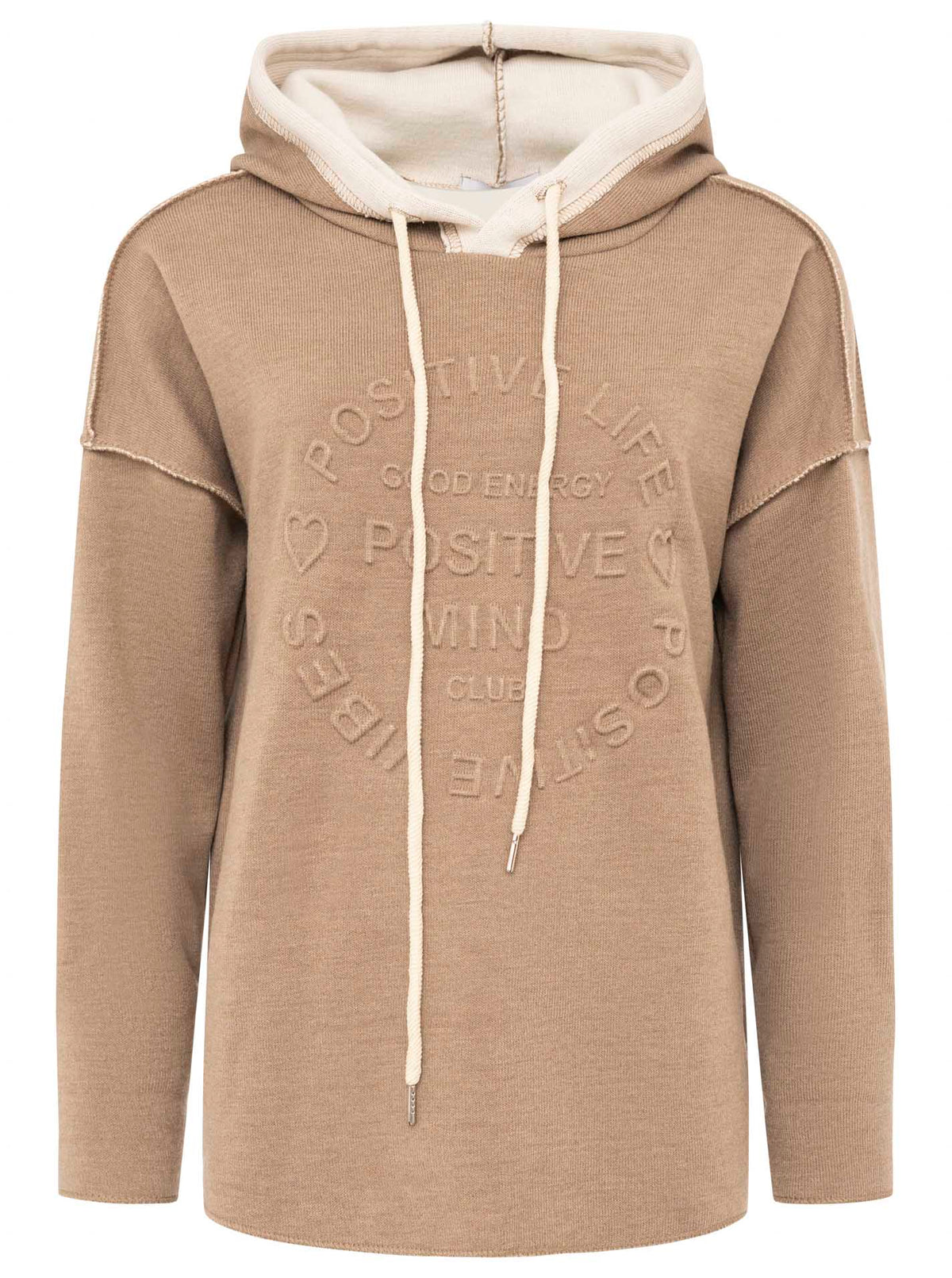 Zwillingsherz - Made in Italy Hoodie "Positive Mind" - Taupe