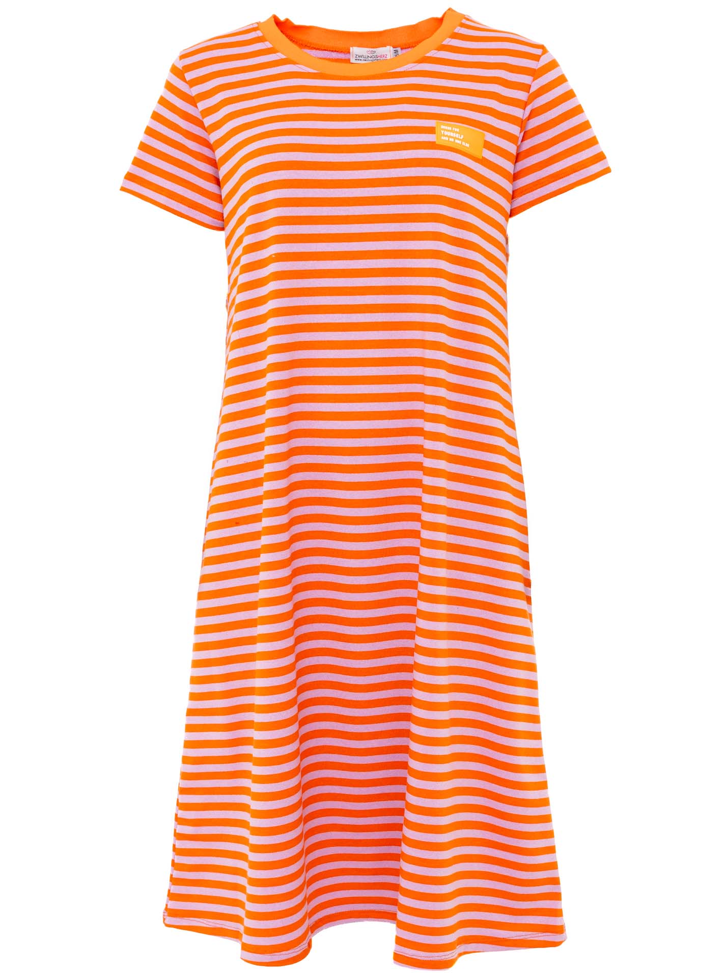 Zwillingsherz - Sweat Kleid "Neon Streifen" - Orange/Blau