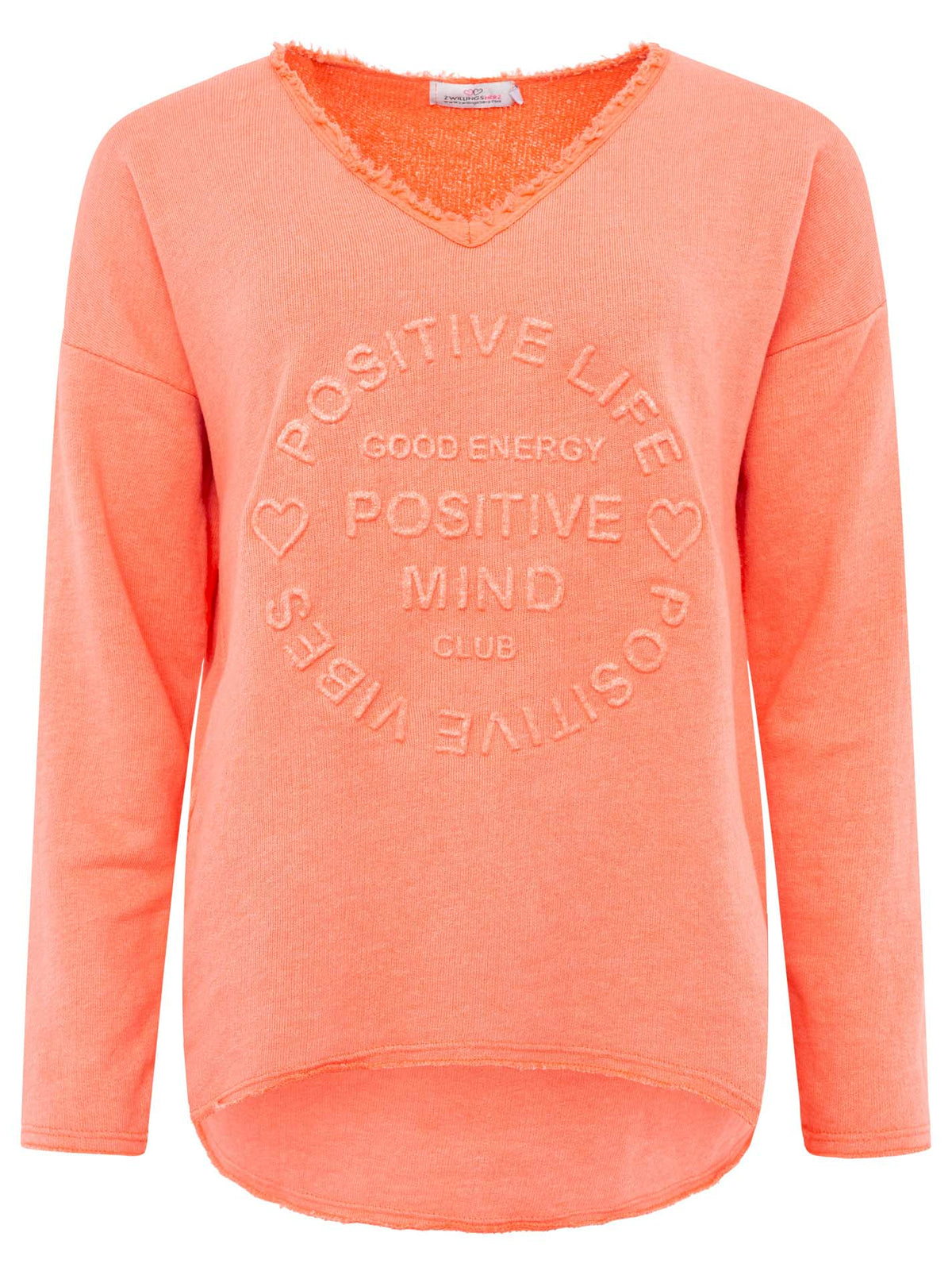 Zwillingsherz -  Sweatshirt "Positive Mind" - Neon Orange