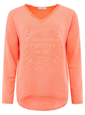 Zwillingsherz -  Sweatshirt "Positive Mind" - Neon Orange