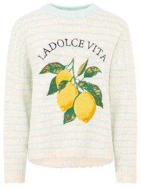 Zwillingsherz Pullover mit Streifen Dolce Vita - Hellblau  (Super Sale keine Retoure)