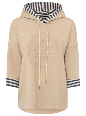 Zwillingsherz Doubleface Hoodie "Moin & Streifen" - Beige