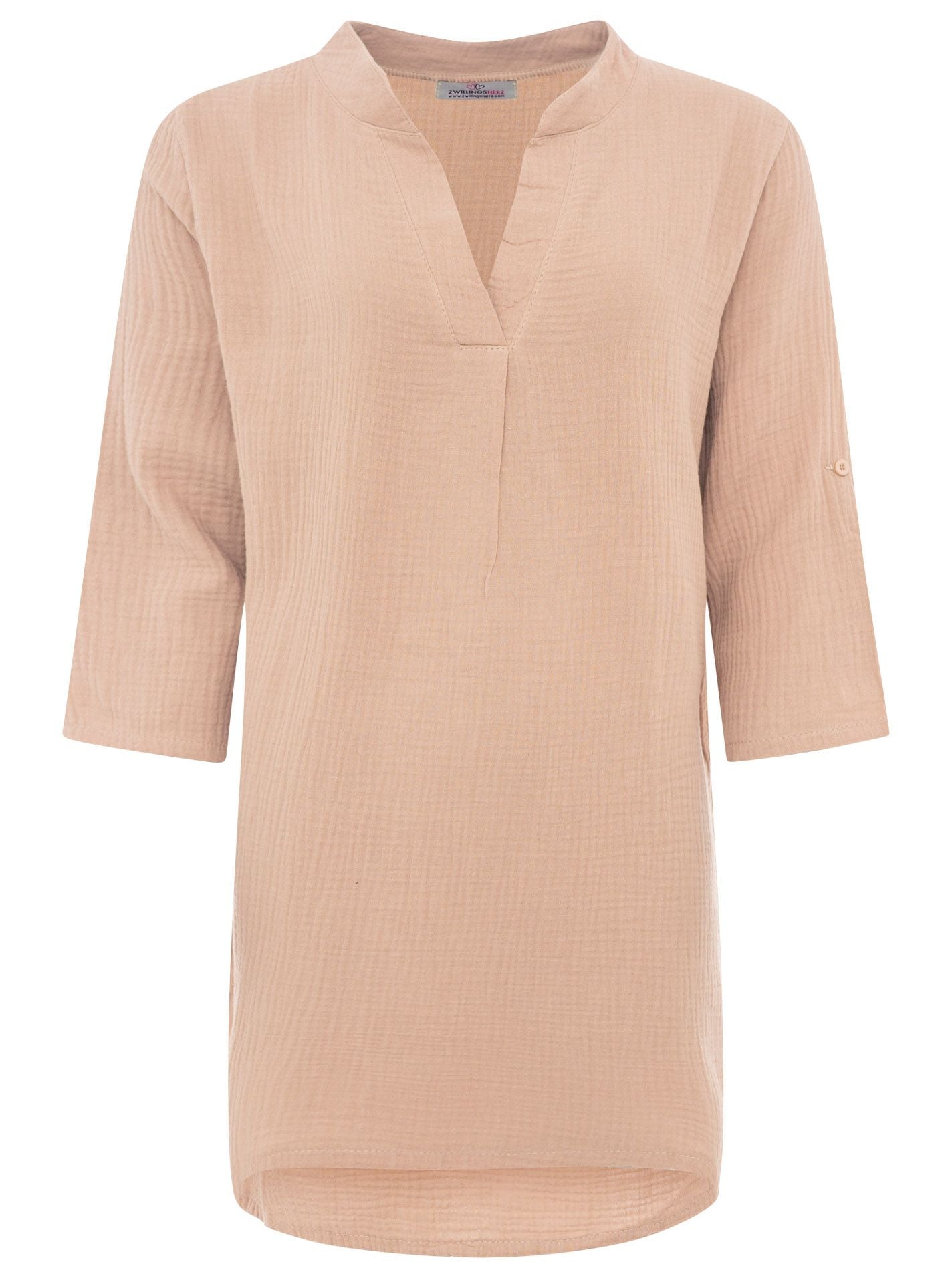 Zwillingsherz Musselin Kleid/Tunika - Dunkelbeige