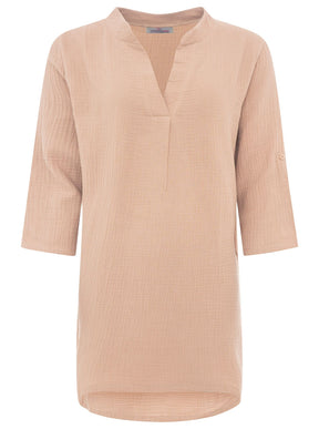 Zwillingsherz Musselin Kleid/Tunika - Dunkelbeige