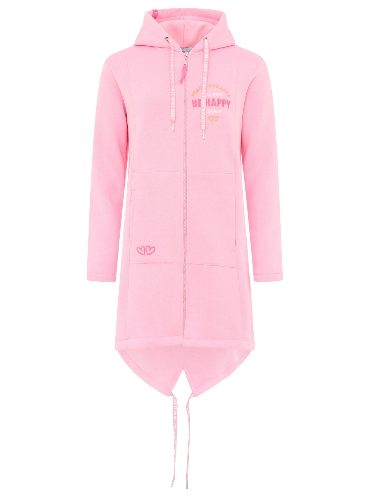 Zwillingsherz - Hoodiemantel "Be Happy" - Rosa/Pink