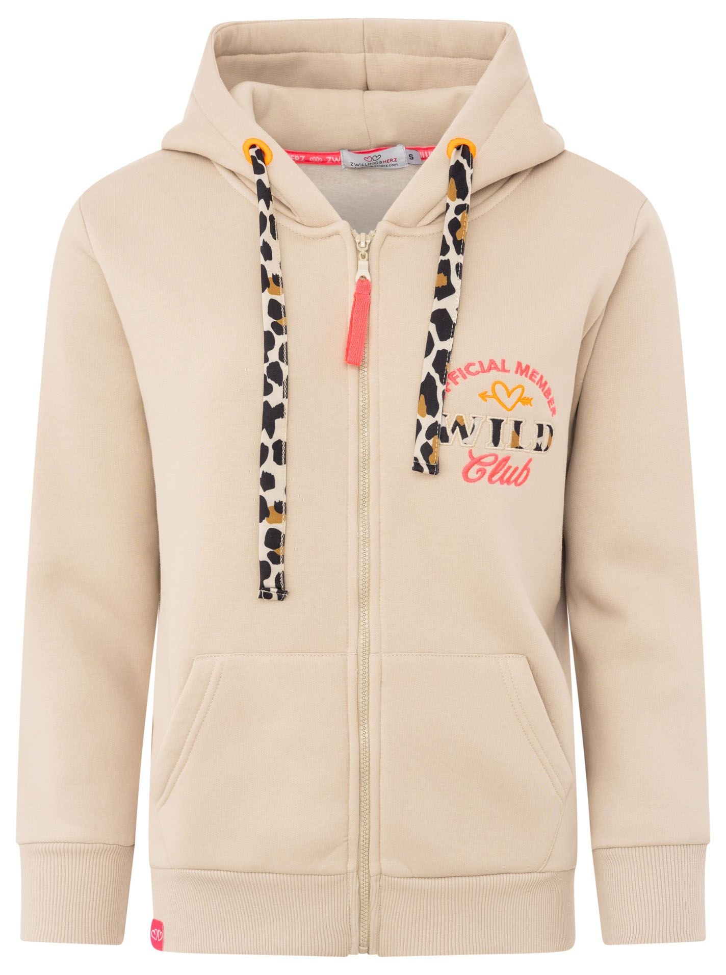 Zwillingsherz - Hoodiejacke "Wild Club" - Beige