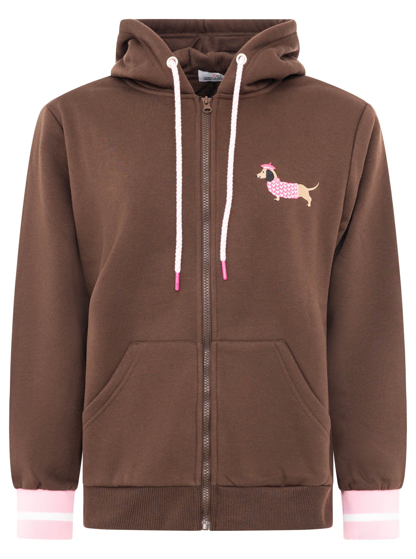 Zwillingsherz - Hoodiejacke Dackel - Braun