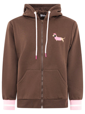Zwillingsherz - Hoodiejacke Dackel - Braun