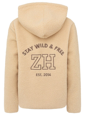 Zwillingsherz - Teddy Hoodiejacke "ZH" - Hellbeige